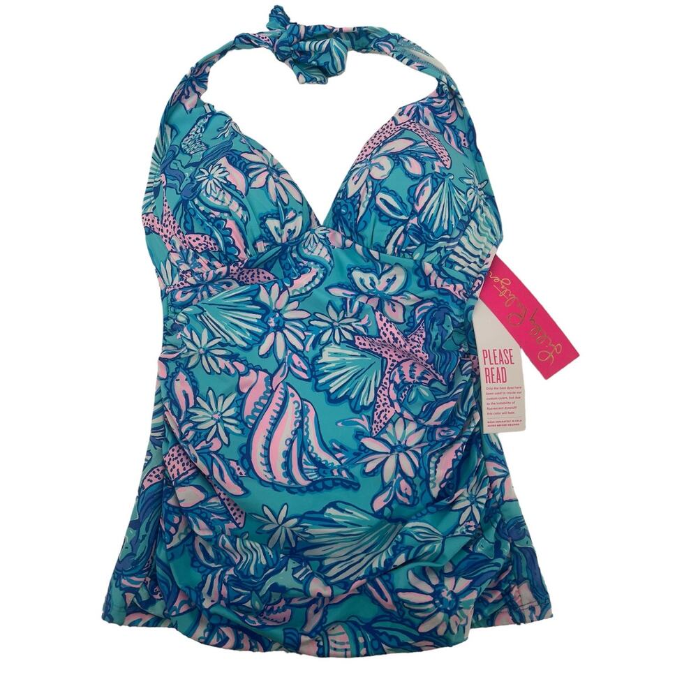 Lilly Pulitzer Women's Blue Patterned Swim Top